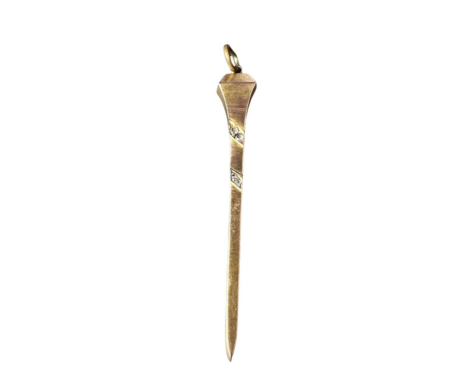 Victorian Dagger Nail Rose Cut Diamond Pendant 2.4 x .40"