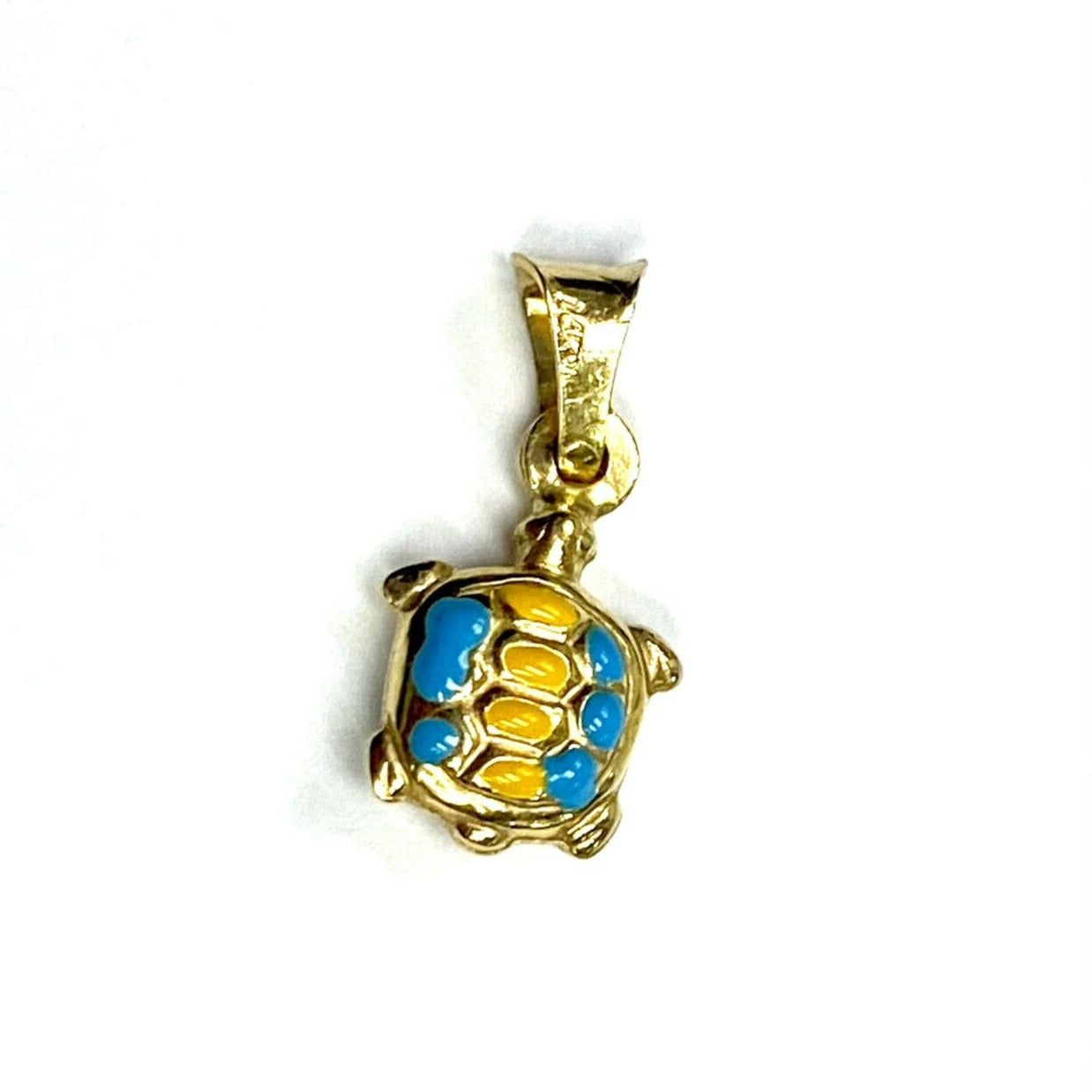14k Yellow Gold Turtle with Enamel Charm Pendant 15x9mm