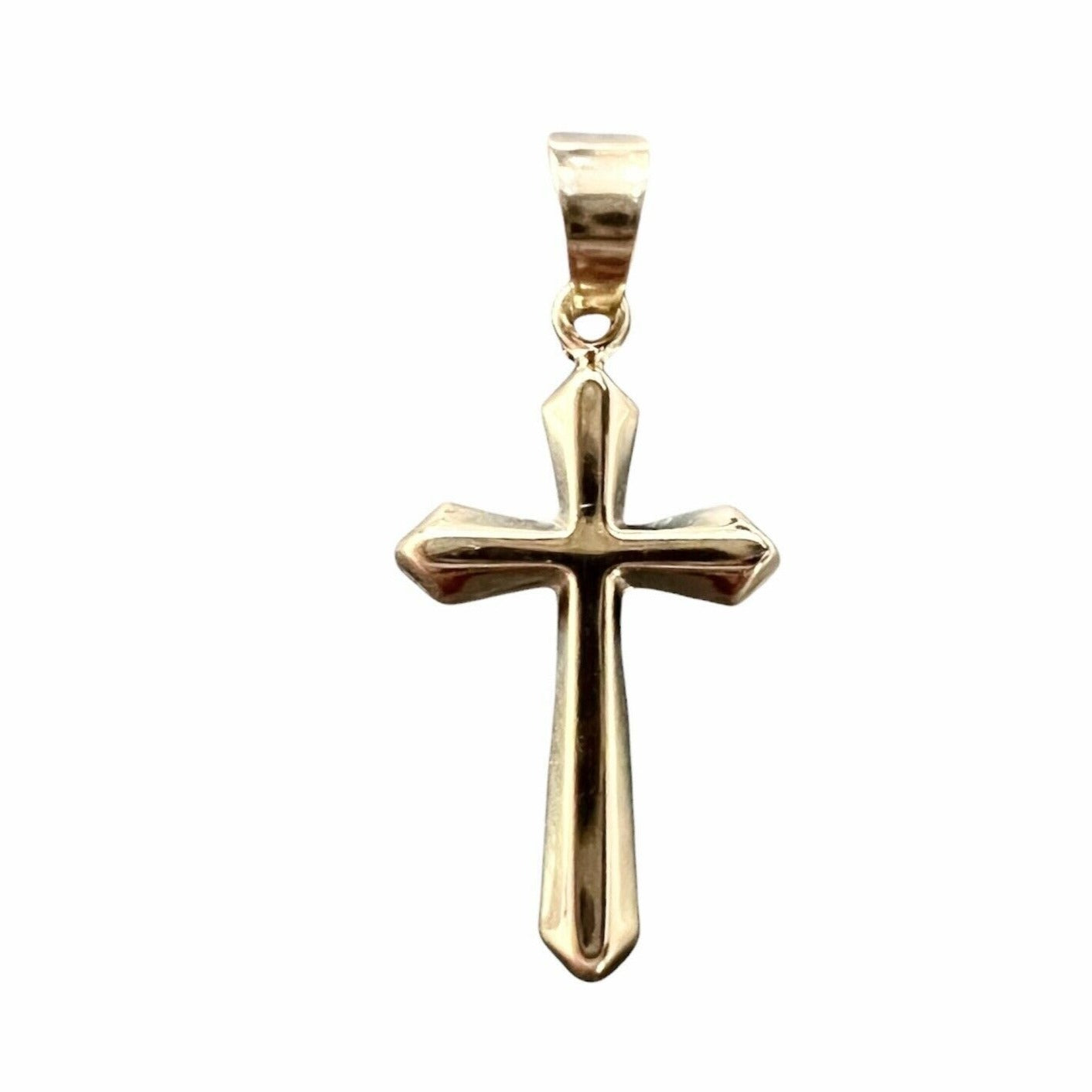 Solid 14K Simple Dainty Cross Pendant Charm 21x10mm
