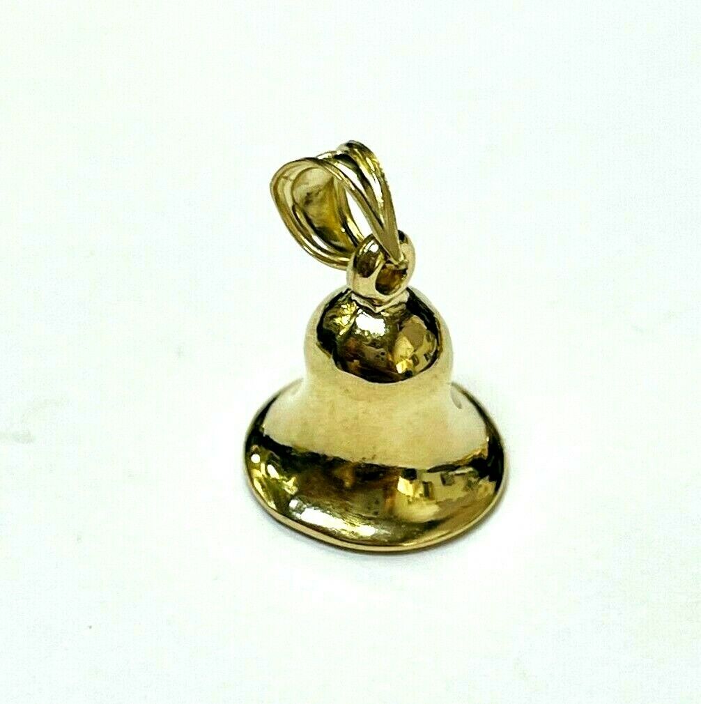 14K Yellow Gold Real Jingling Bell Charm Pendant