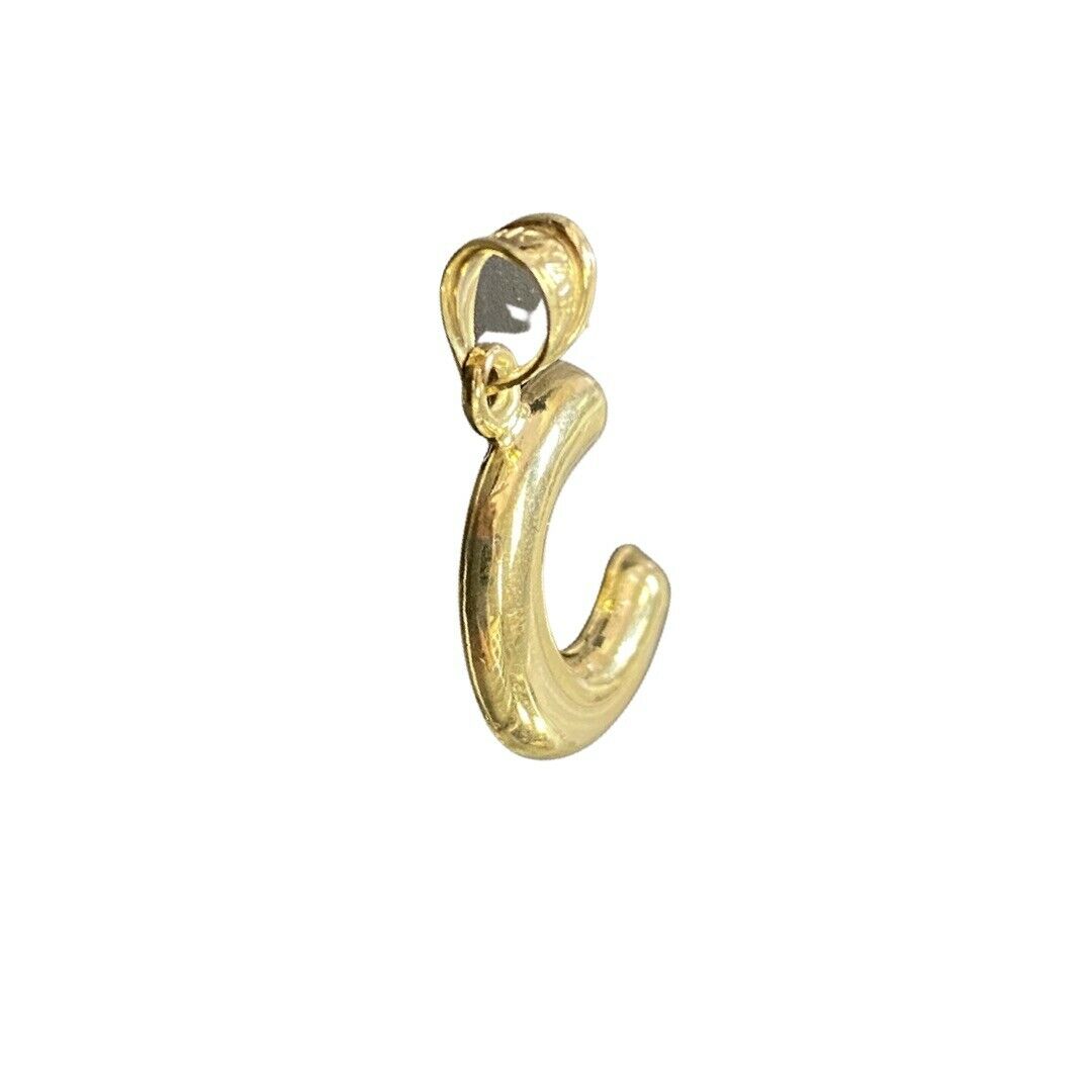 Initial C Puffy Balloon Letter 10K Yellow Gold Pendant