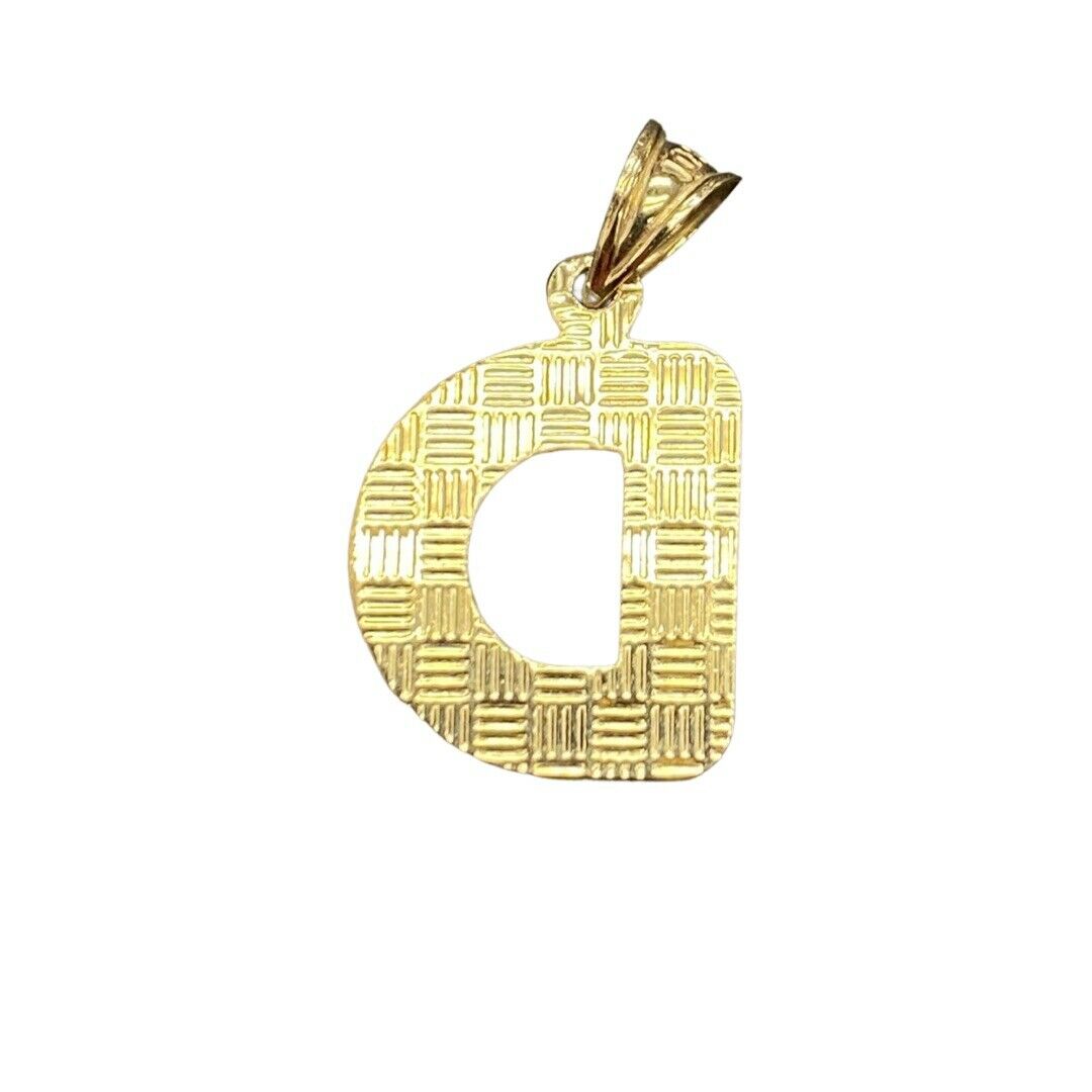 Initial D Puffy Balloon Letter 10K Yellow Gold Pendant