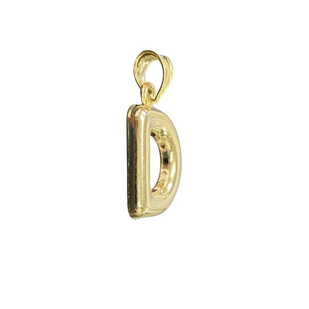 Initial D Puffy Balloon Letter 10K Yellow Gold Pendant