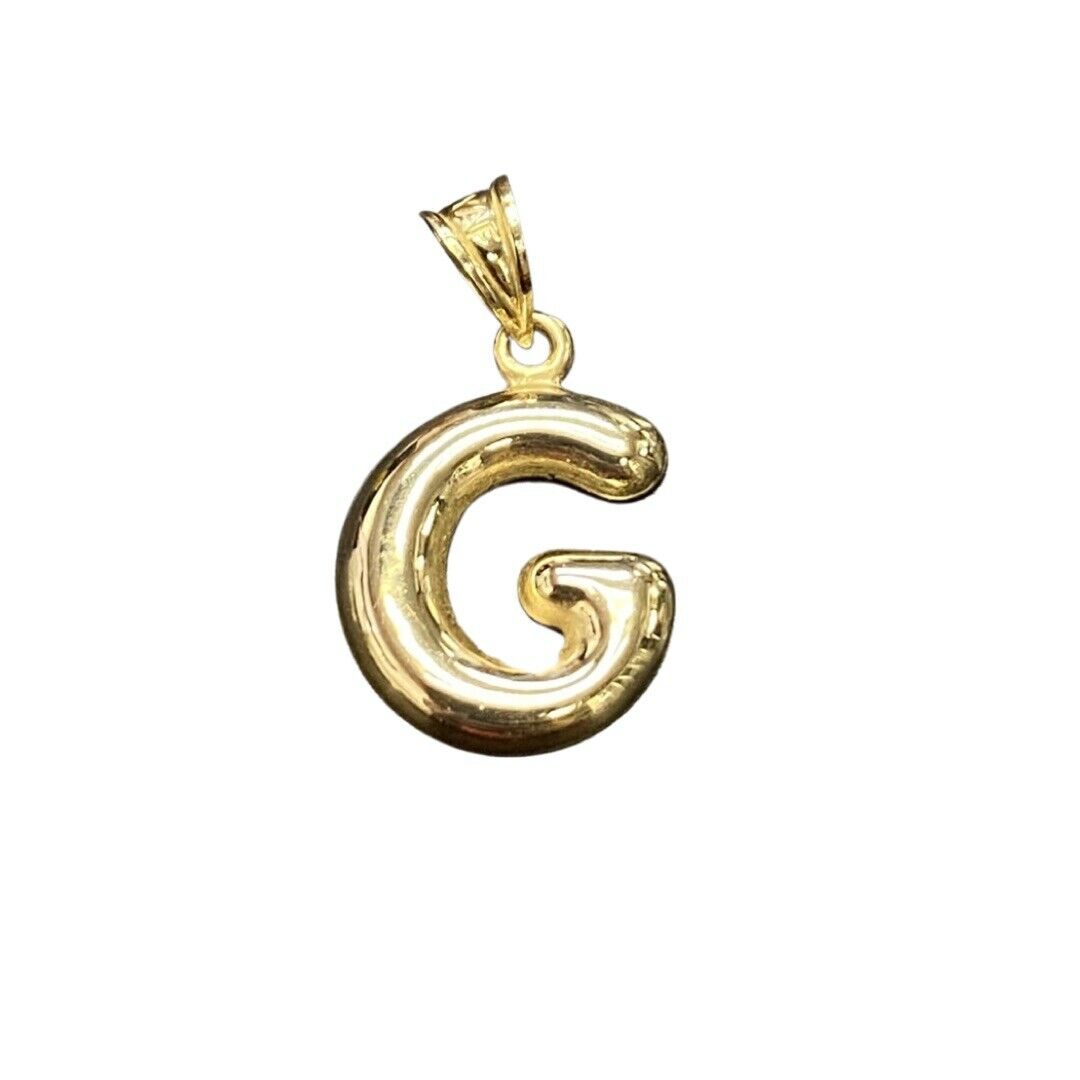 Initial G Puffy Balloon Letter 10K Yellow Gold Pendant