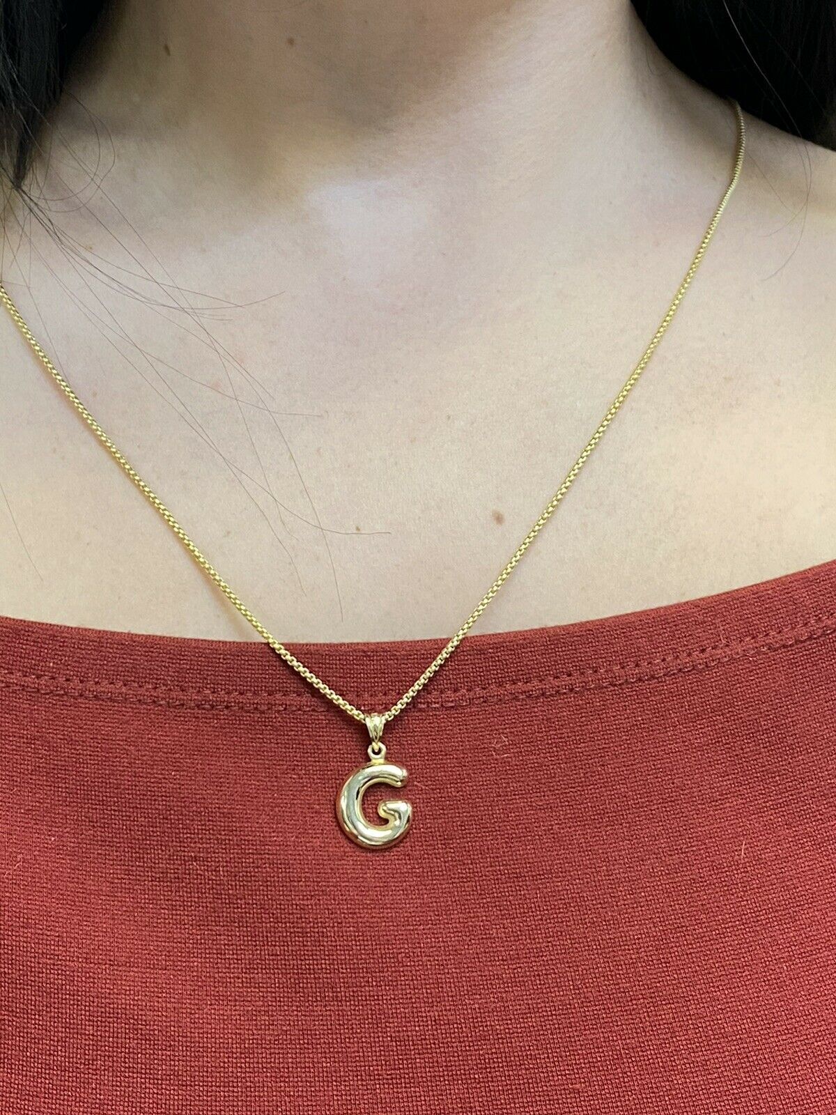 Initial G Puffy Balloon Letter 10K Yellow Gold Pendant