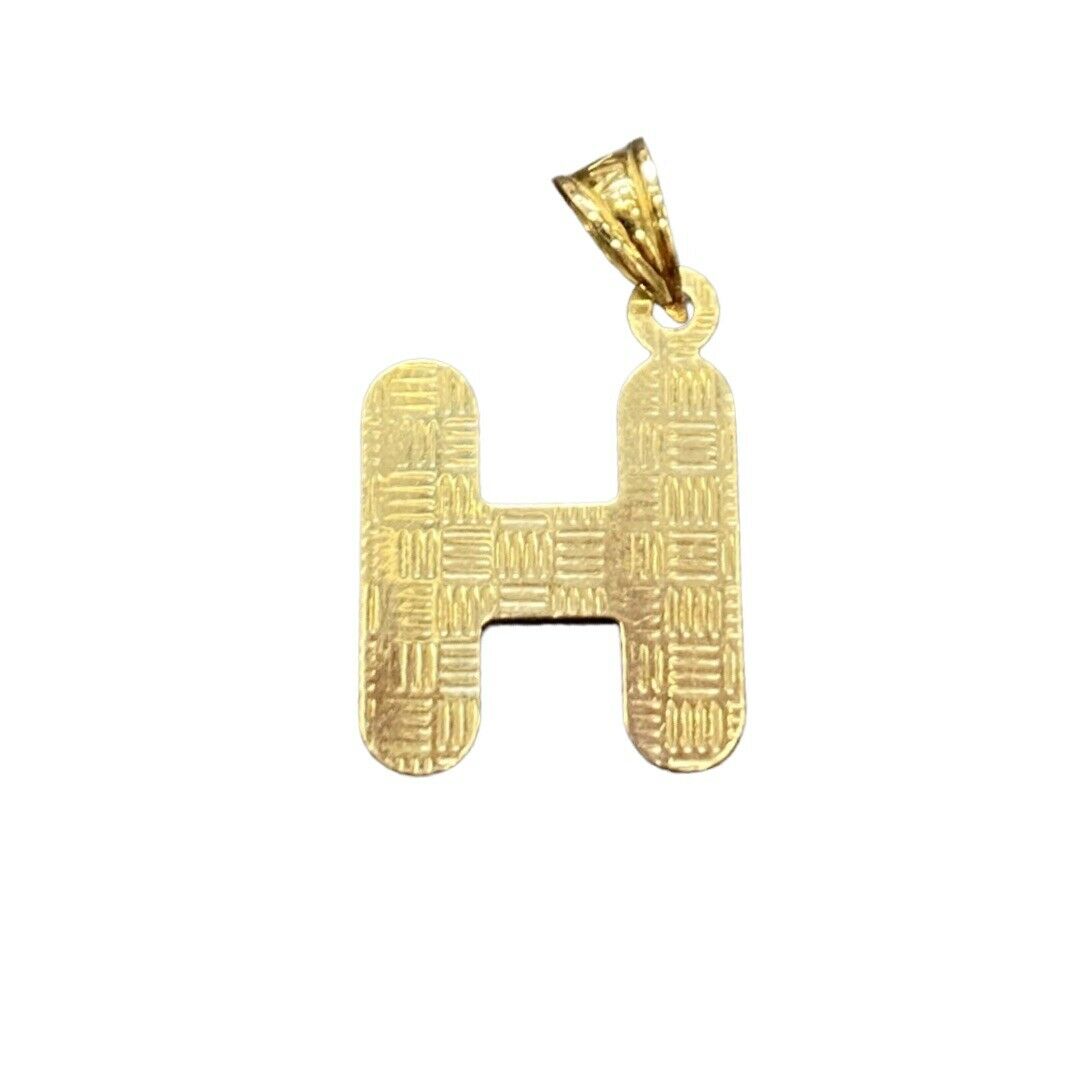 Initial H Puffy Balloon Letter 10K Yellow Gold Pendant