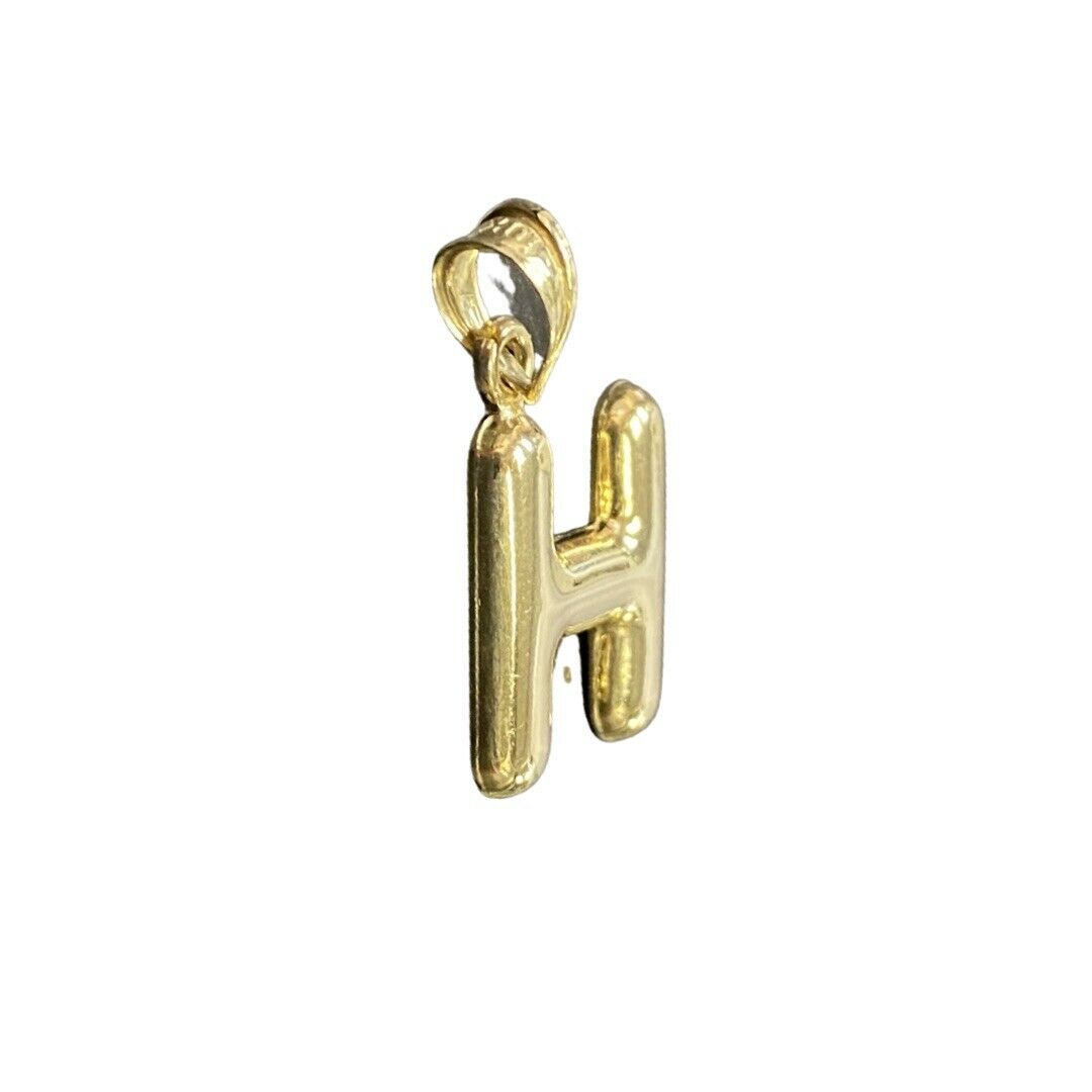 Initial H Puffy Balloon Letter 10K Yellow Gold Pendant