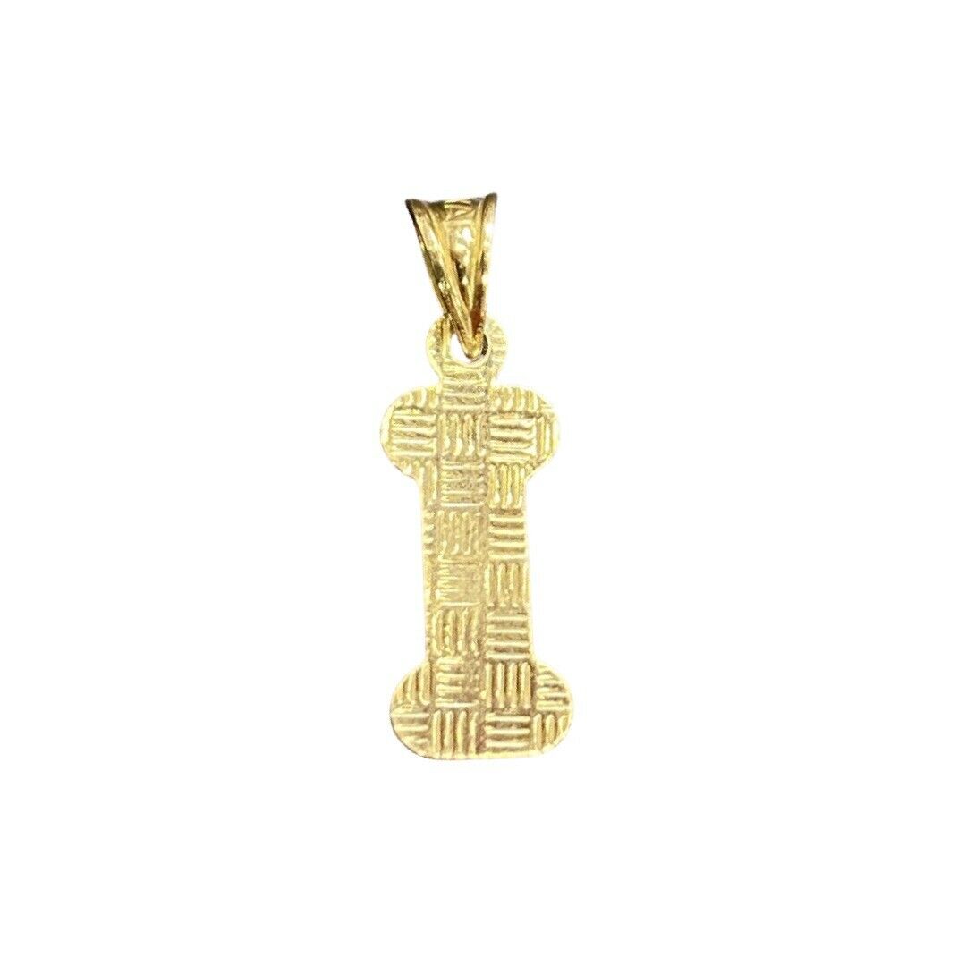 Initial I Puffy Balloon Letter 10K Yellow Gold Pendant