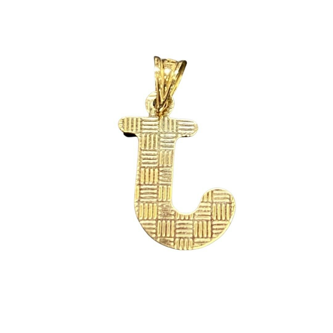 Initial J Puffy Balloon Letter 10K Yellow Gold Pendant