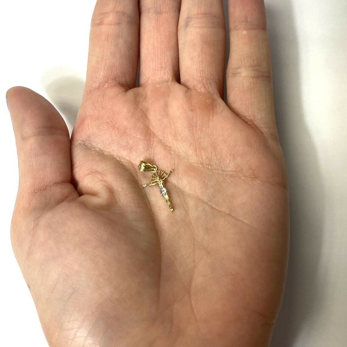 Jesus Christ Bi-Toned 10K Gold Pendant 12 x 20mm