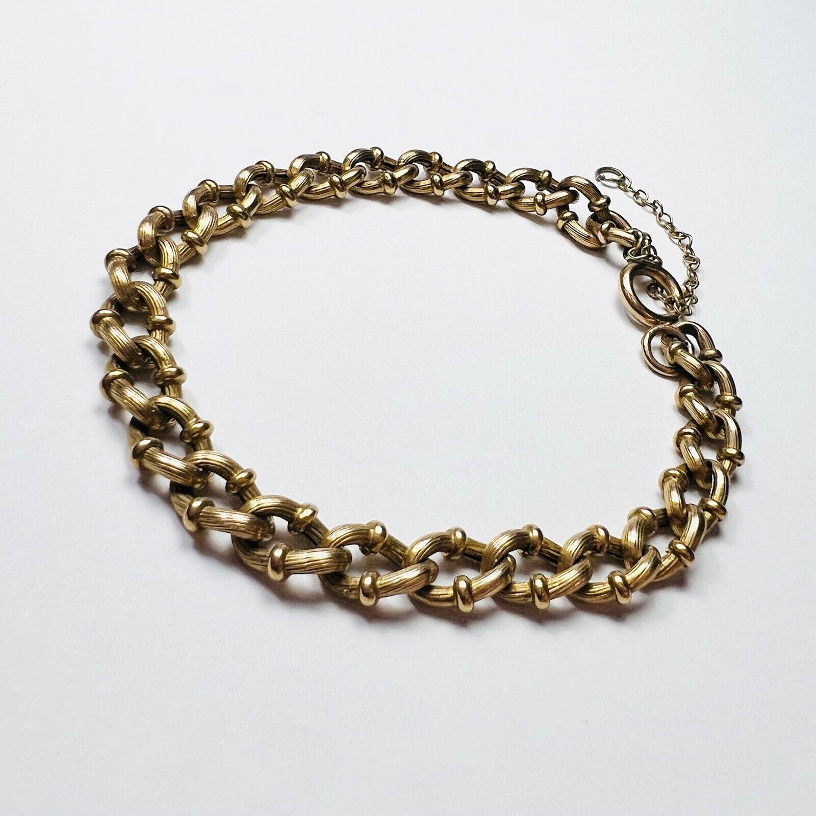Solid 18K Yellow Gold Antique Victorian Curb Link Chain Bracelet 8"