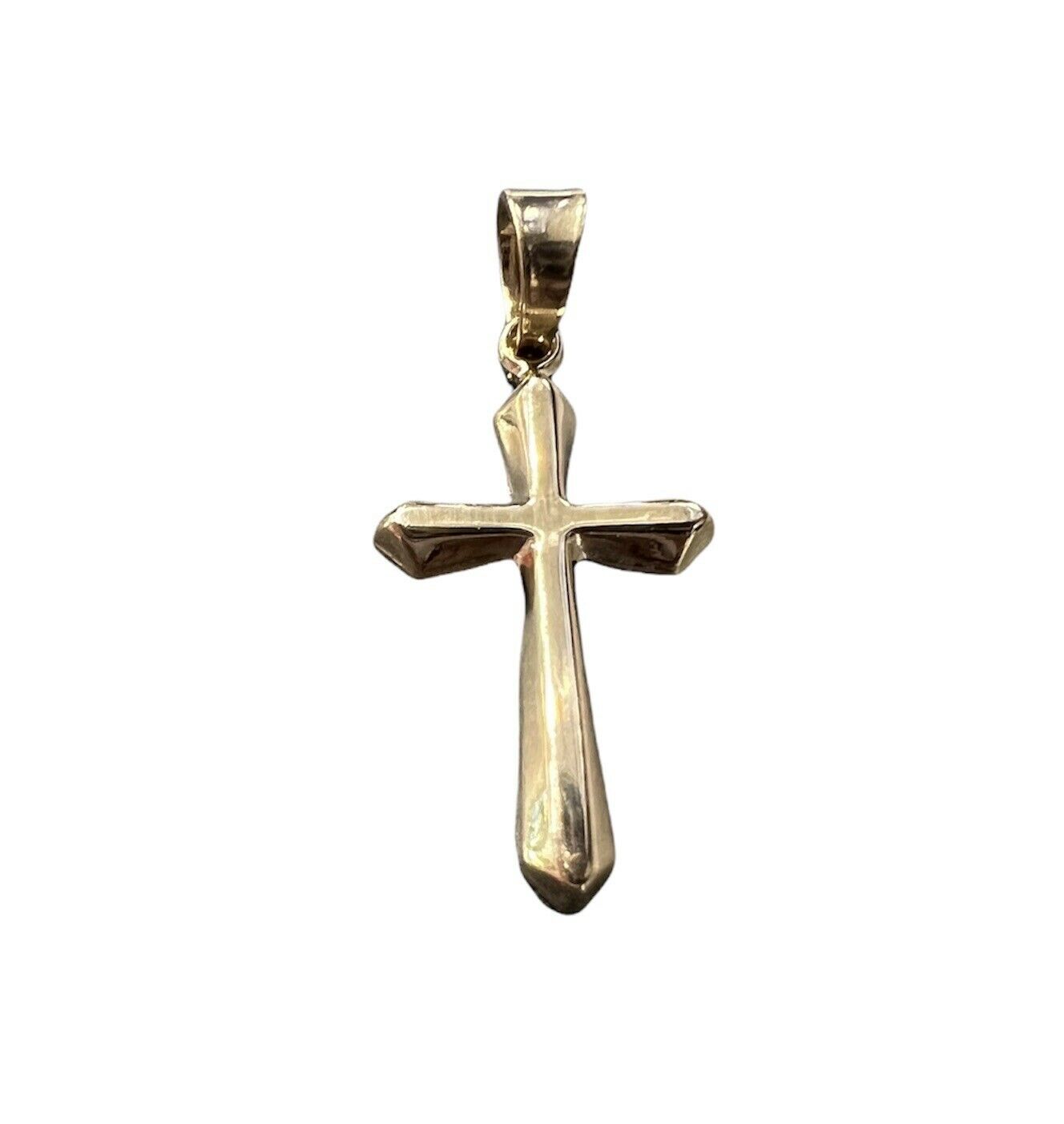 Solid 14K Simple Dainty Cross Pendant Charm 21x10mm