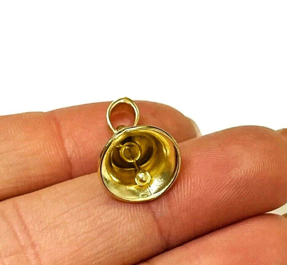 14K Yellow Gold Real Jingling Bell Charm Pendant