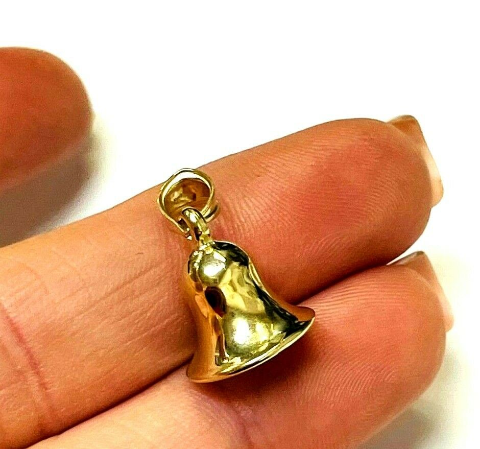 14K Yellow Gold Real Jingling Bell Charm Pendant