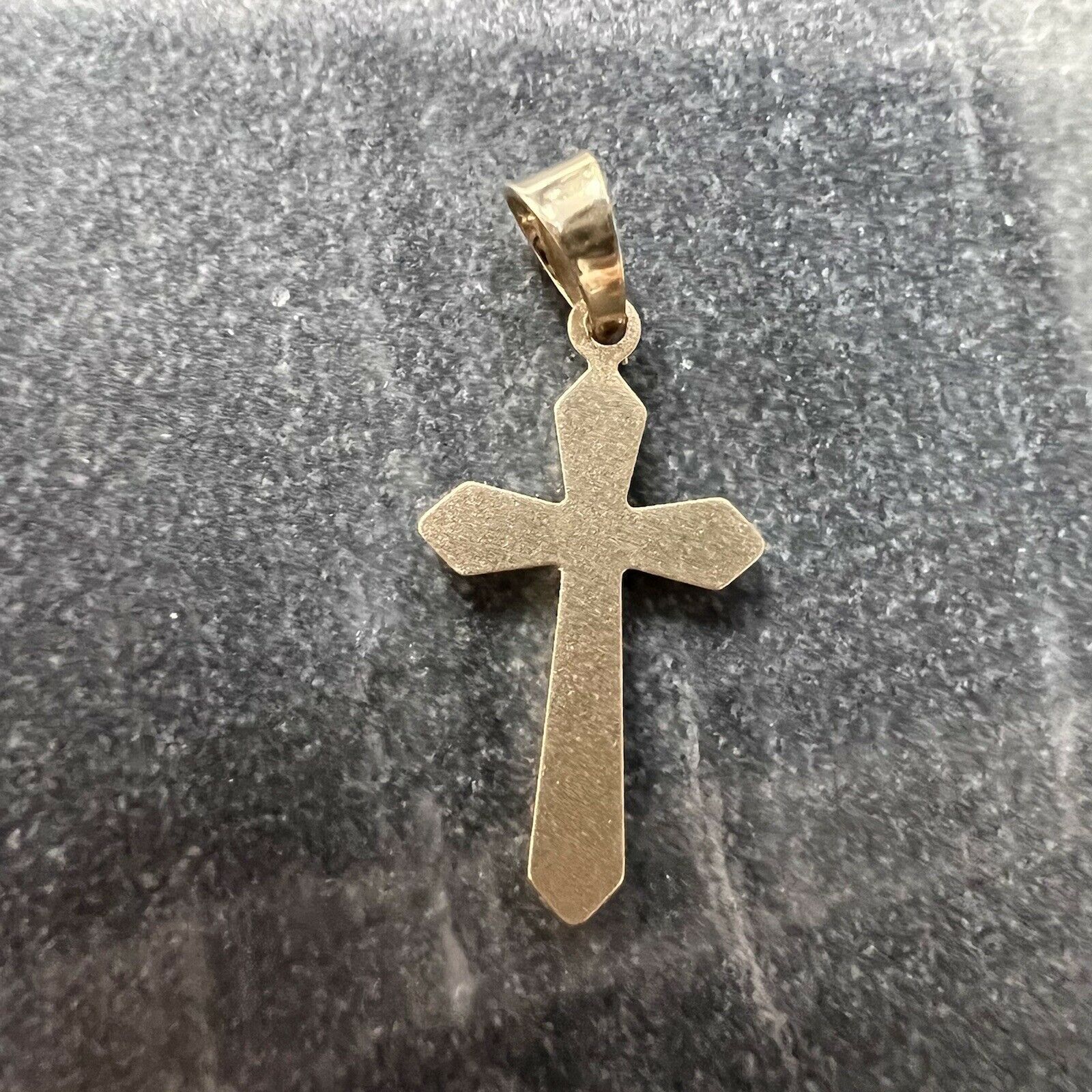 Solid 14K Simple Dainty Cross Pendant Charm 21x10mm