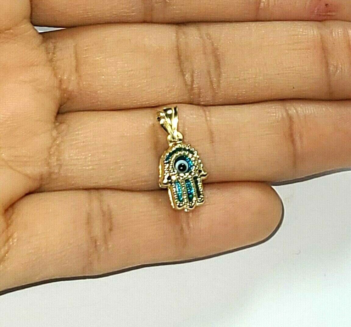 10K Yellow Gold Hamsa Hand Pendant Charm
