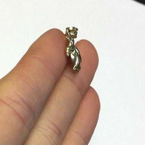 10K Yellow Gold Puffy Penguin Pendant Charm for Necklace
