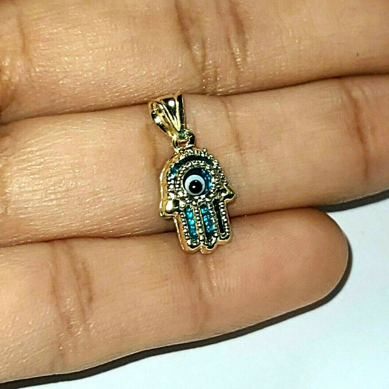 10K Yellow Gold Hamsa Hand Pendant Charm