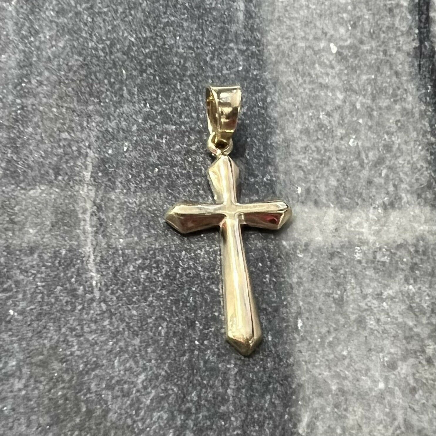 Solid 14K Simple Dainty Cross Pendant Charm 21x10mm