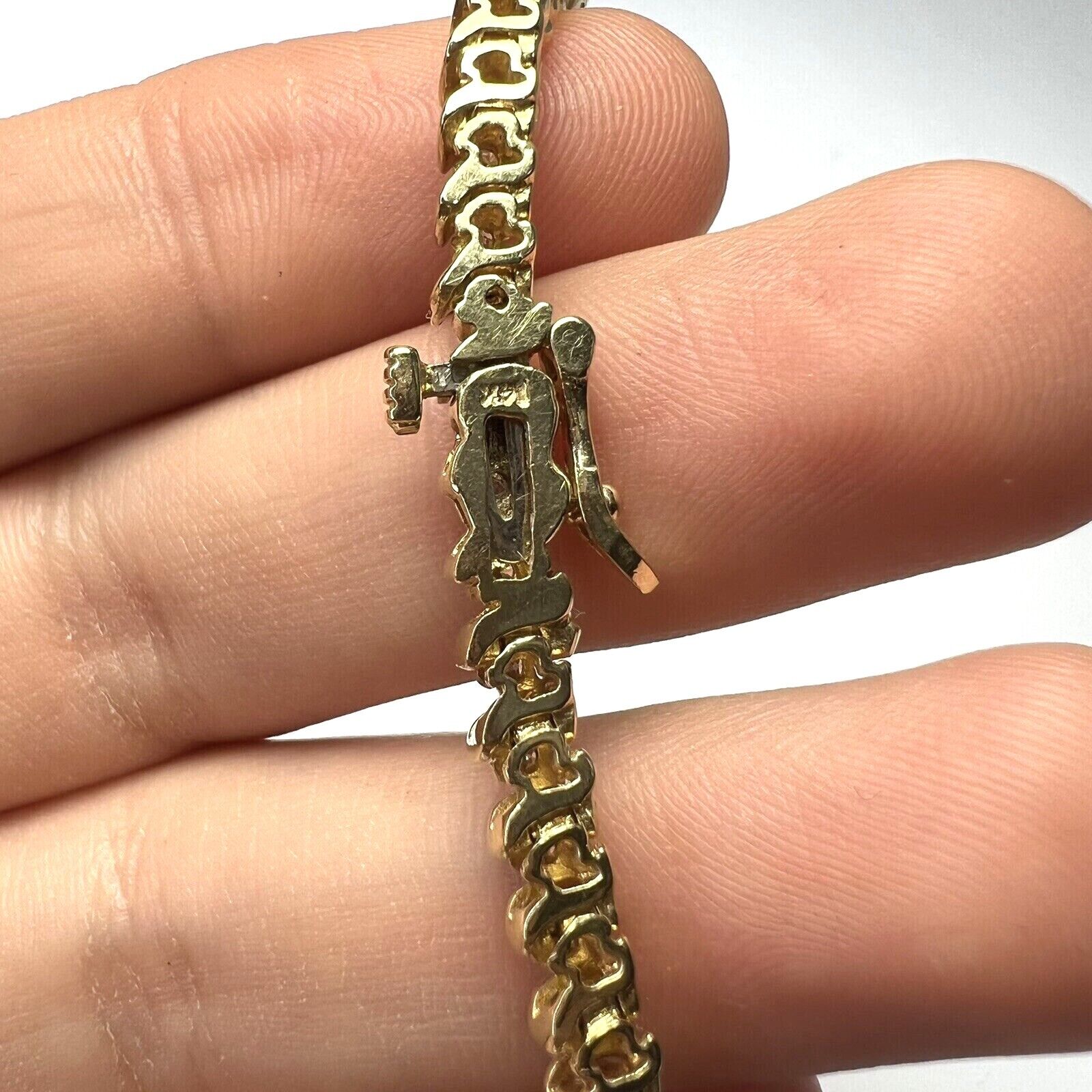 Solid 14K Yellow Gold 4.35ctw Diamond S link Rivera Tennis Necklace 16"