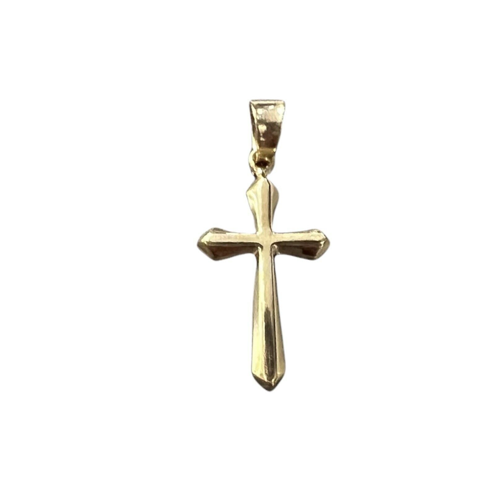 Solid 14K Simple Dainty Cross Pendant Charm 21x10mm
