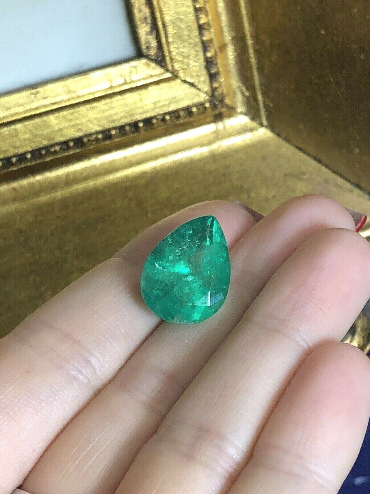 10.59CT Pear Colombian Emerald GIA Certified