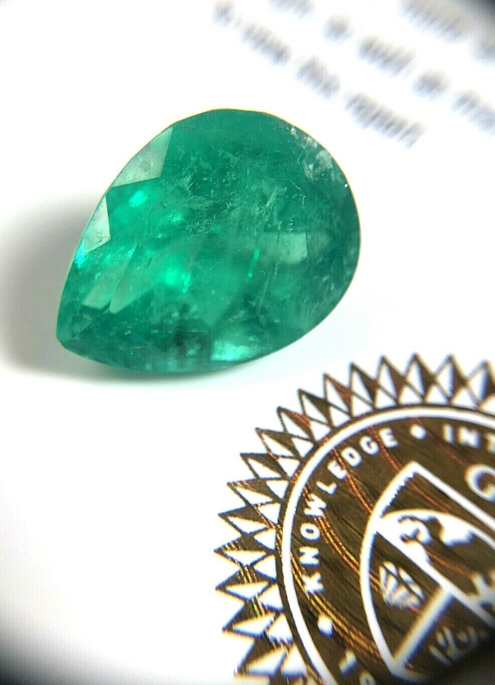 10.59CT Pear Colombian Emerald GIA Certified