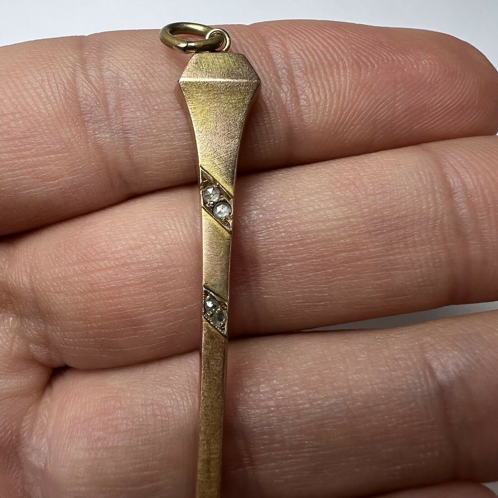 Victorian Dagger Nail Rose Cut Diamond Pendant 2.4 x .40"