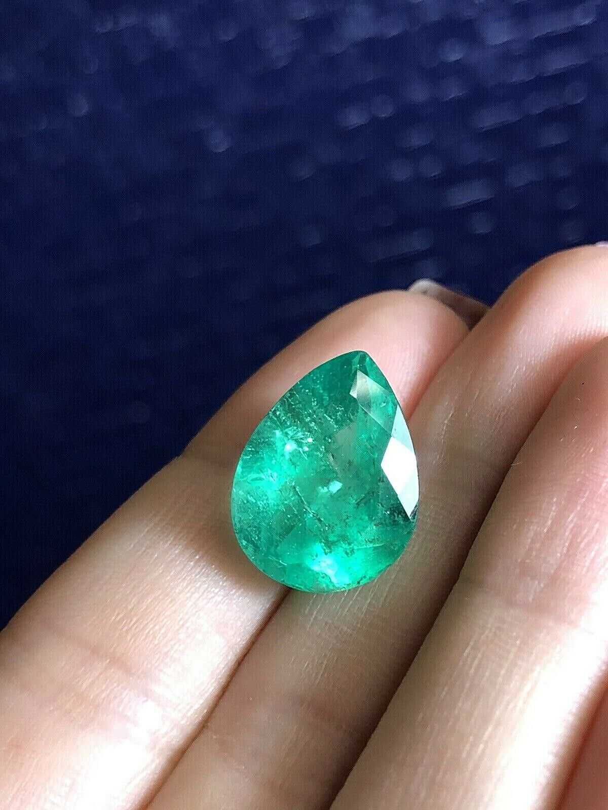 10.59CT Pear Colombian Emerald GIA Certified