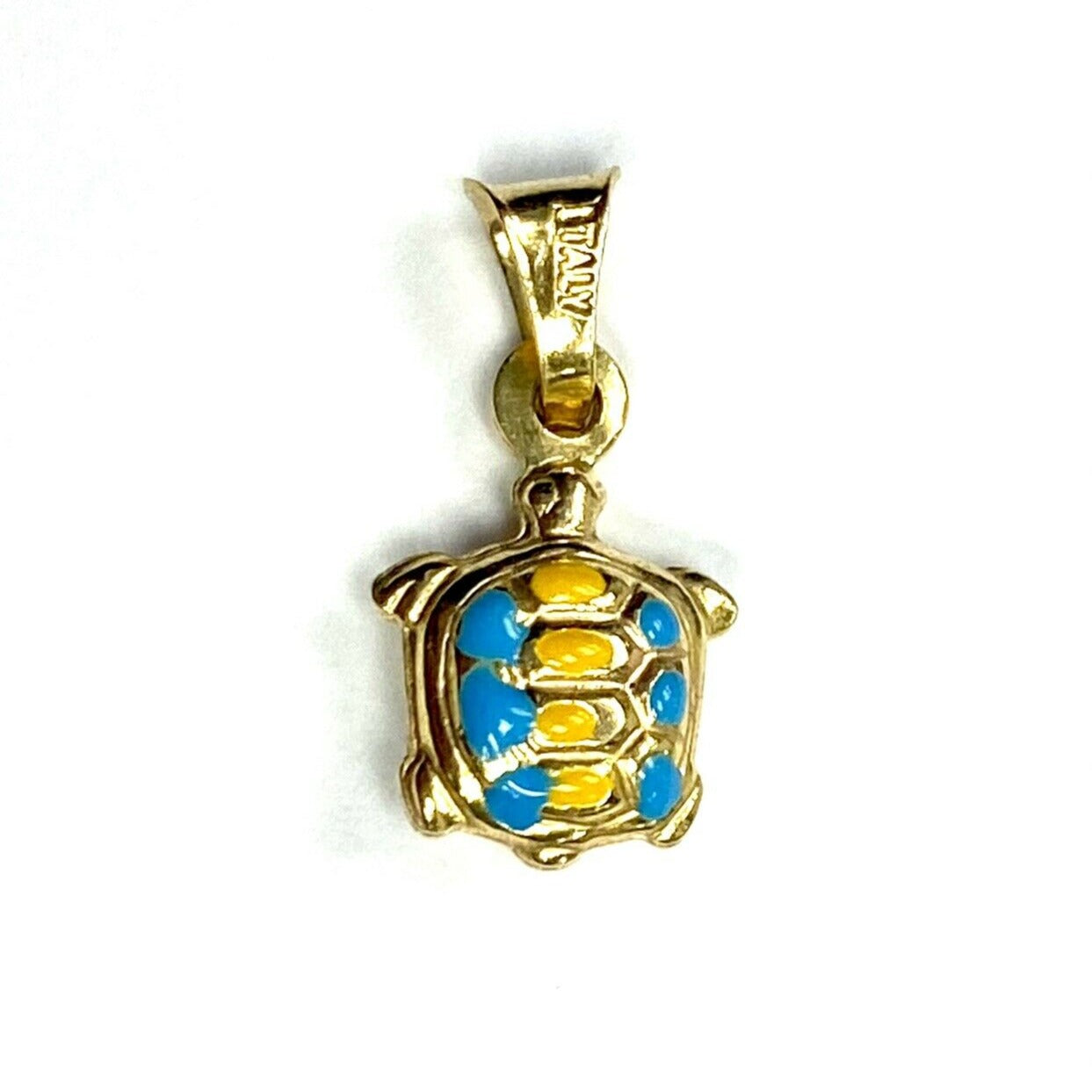 14k Yellow Gold Turtle with Enamel Charm Pendant 15x9mm