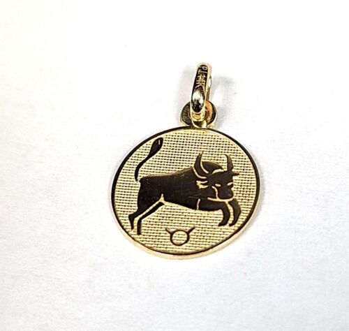 14K Yellow Gold Taurus Horoscope Pendant Charm .67"