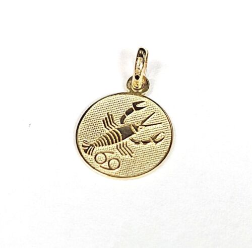 14K Yellow Gold Cancer Horoscope Pendant Charm .67"