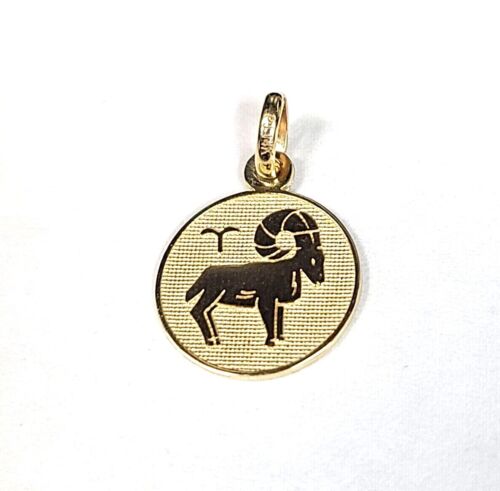 14K Yellow Gold Aries Horoscope Pendant Charm .67"