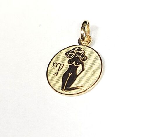 14K Yellow Gold Virgo Horoscope Pendant Charm .67"