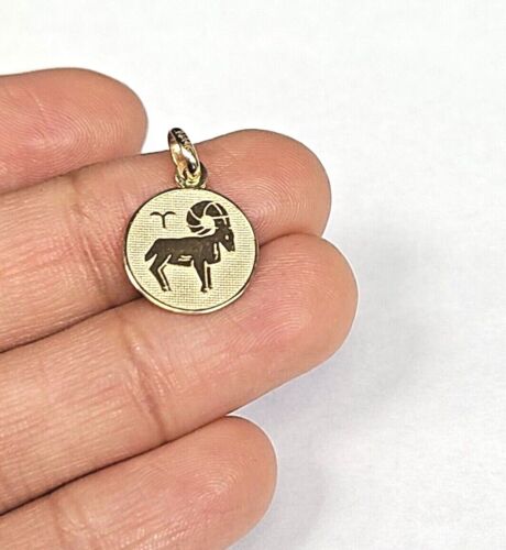 14K Yellow Gold Aries Horoscope Pendant Charm .67"