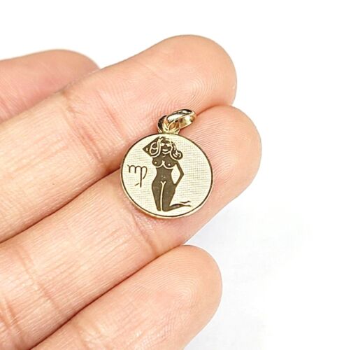 14K Yellow Gold Virgo Horoscope Pendant Charm .67"