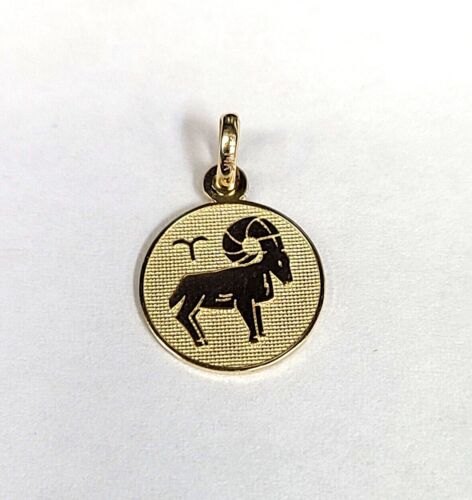 14K Yellow Gold Aries Horoscope Pendant Charm .67"