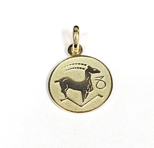 14K Yellow Gold Capricorn Horoscope Pendant Charm .67"