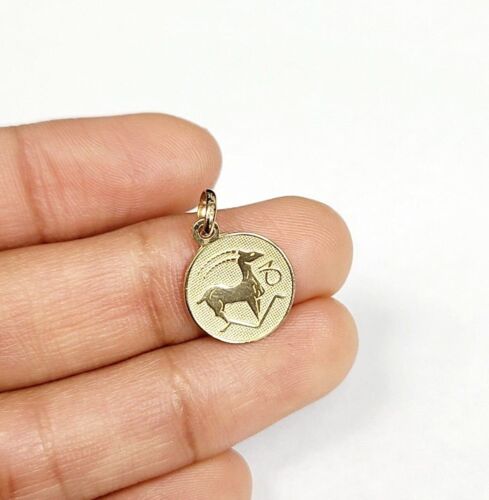 14K Yellow Gold Capricorn Horoscope Pendant Charm .67"