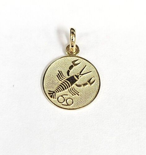 14K Yellow Gold Cancer Horoscope Pendant Charm .67"