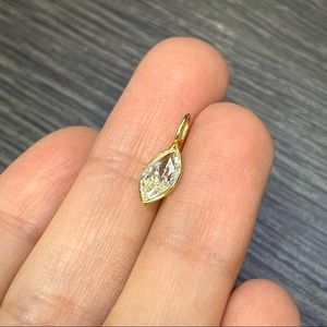1.1CT Marquise Fancy Light Yellow Diamond Pendant Charm in solid 14k Yellow Gold