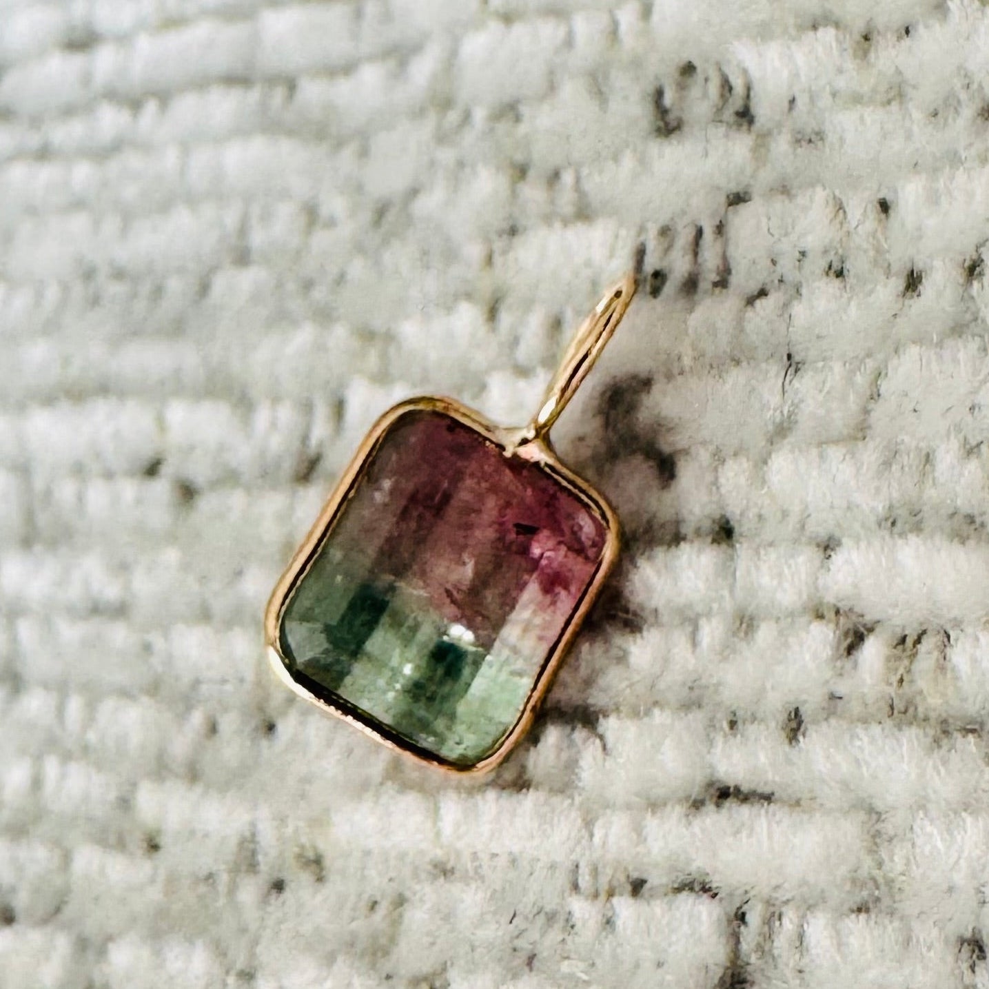Bi Color Tourmaline 14K Yellow Gold Charm Pendant