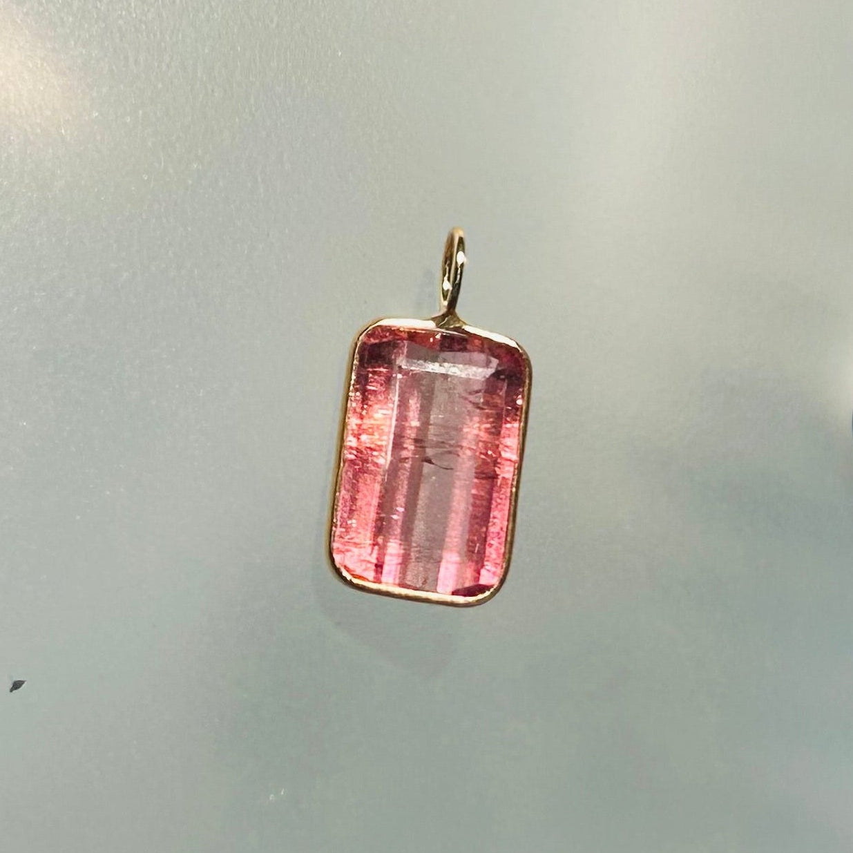 Pink Tourmaline 14K Yellow Gold Charm Pendant