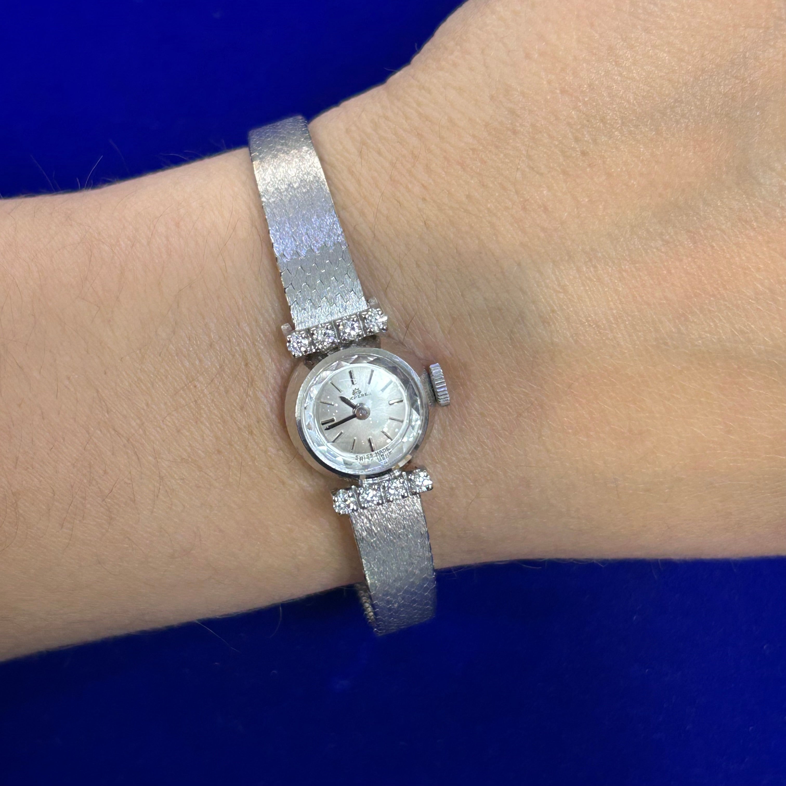 Bucherer Diamond 18K White Gold Vintage Ladies Wristwatch