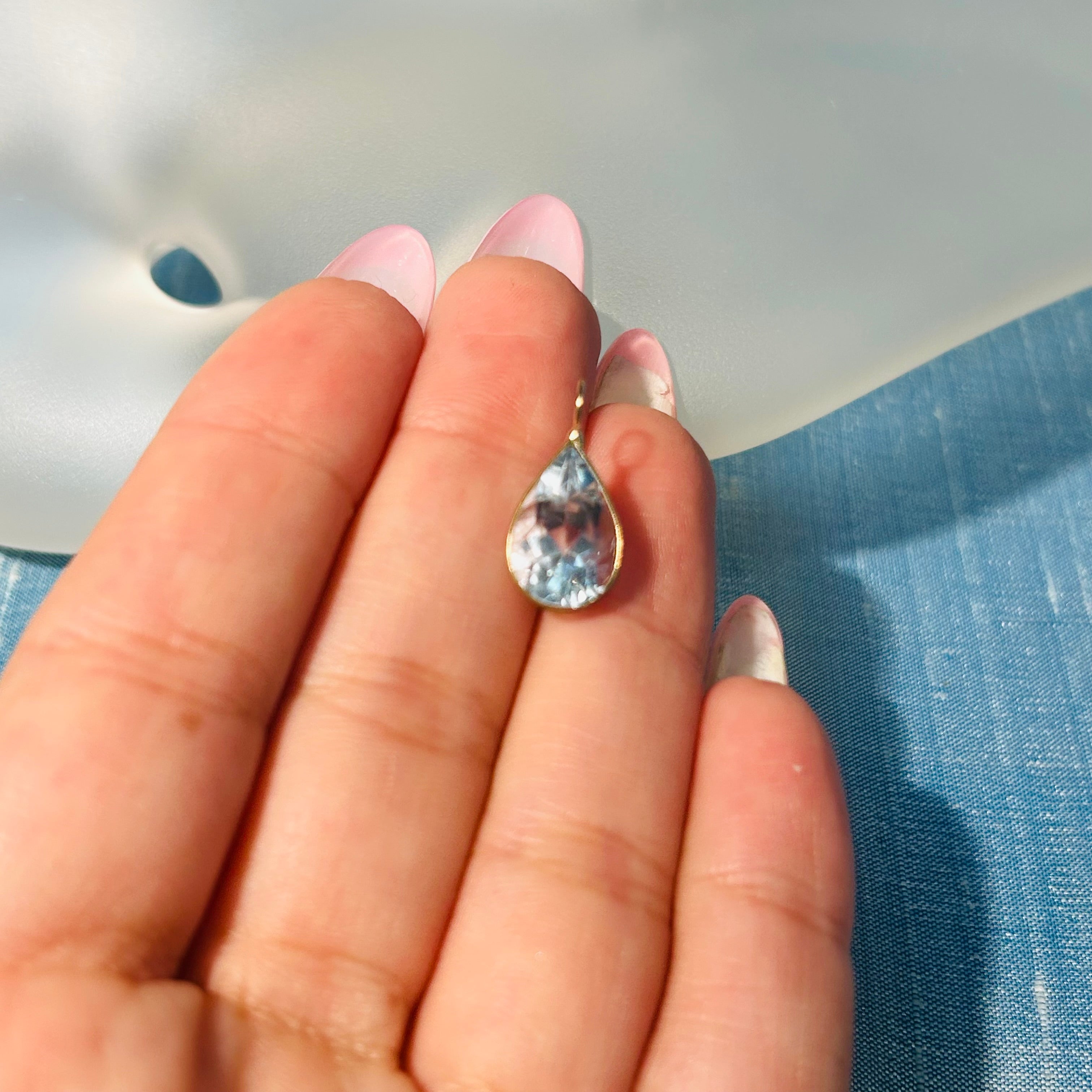 Blue Topaz 14K Yellow Gold Charm Pendant