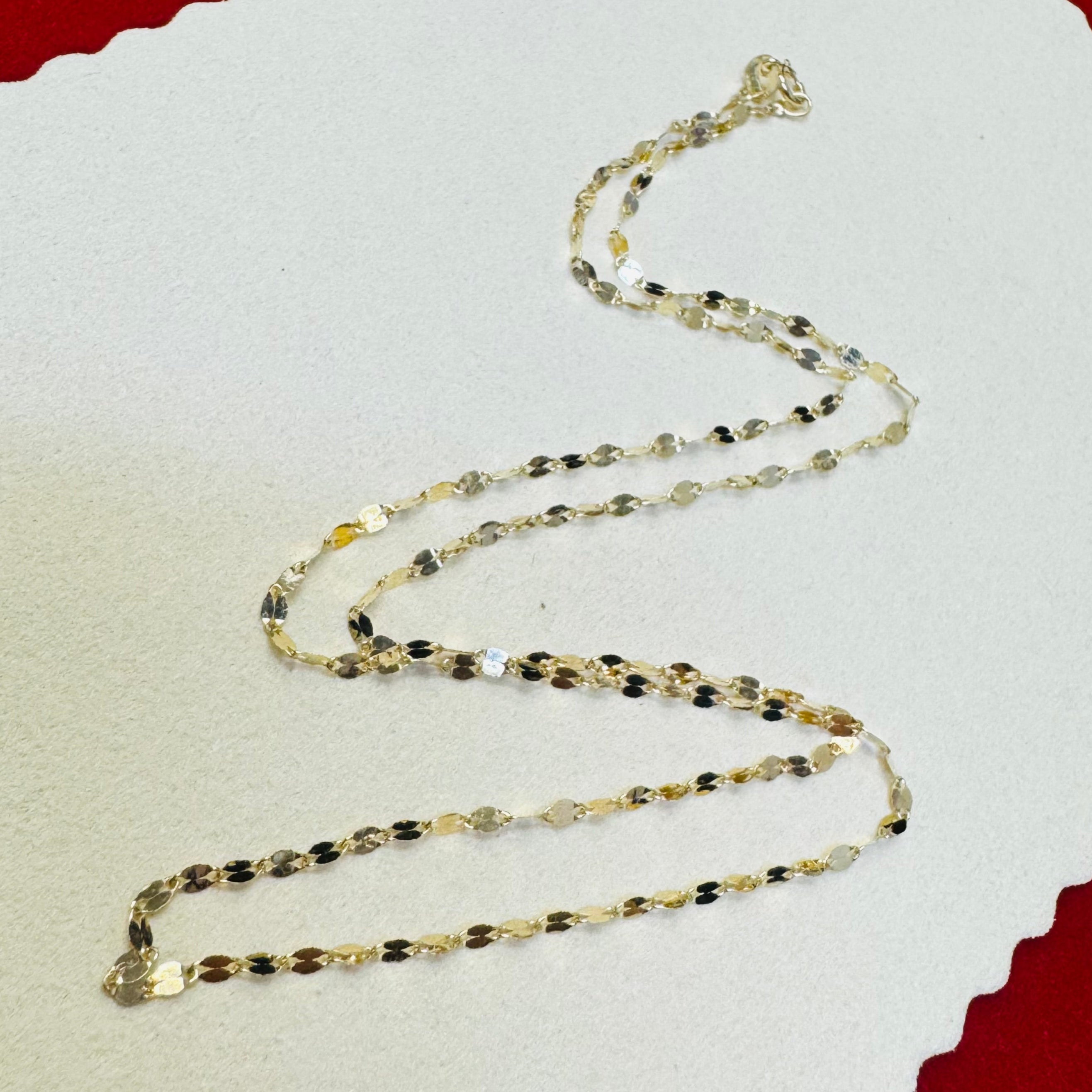 18” 2.5mm Solid 14K Yellow Gold Diamond Cut Sparkle Mirror Chain Necklace