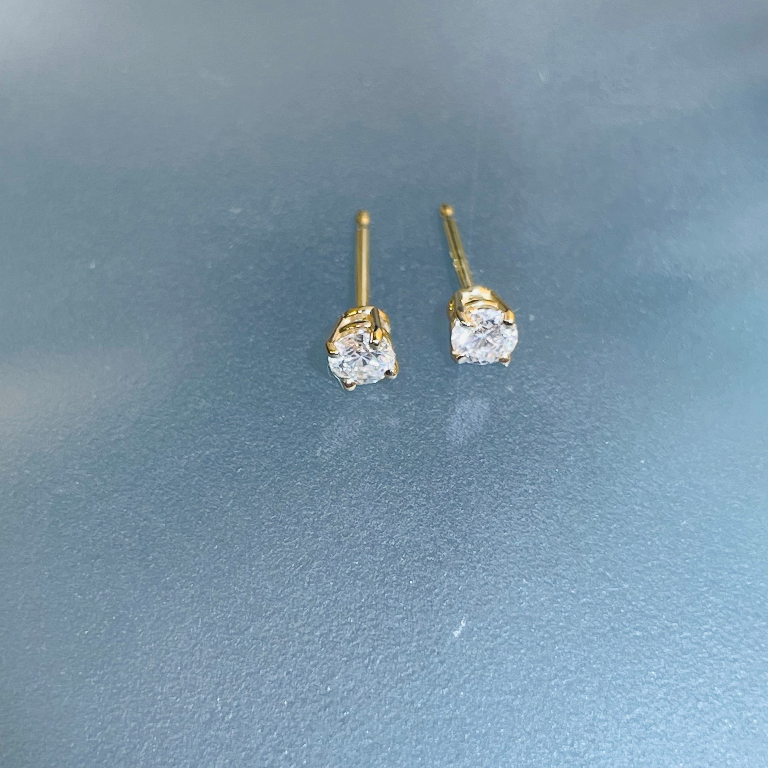 .27CTW Old Mine Cut Diamond Stud Earrings 14K Yellow Gold