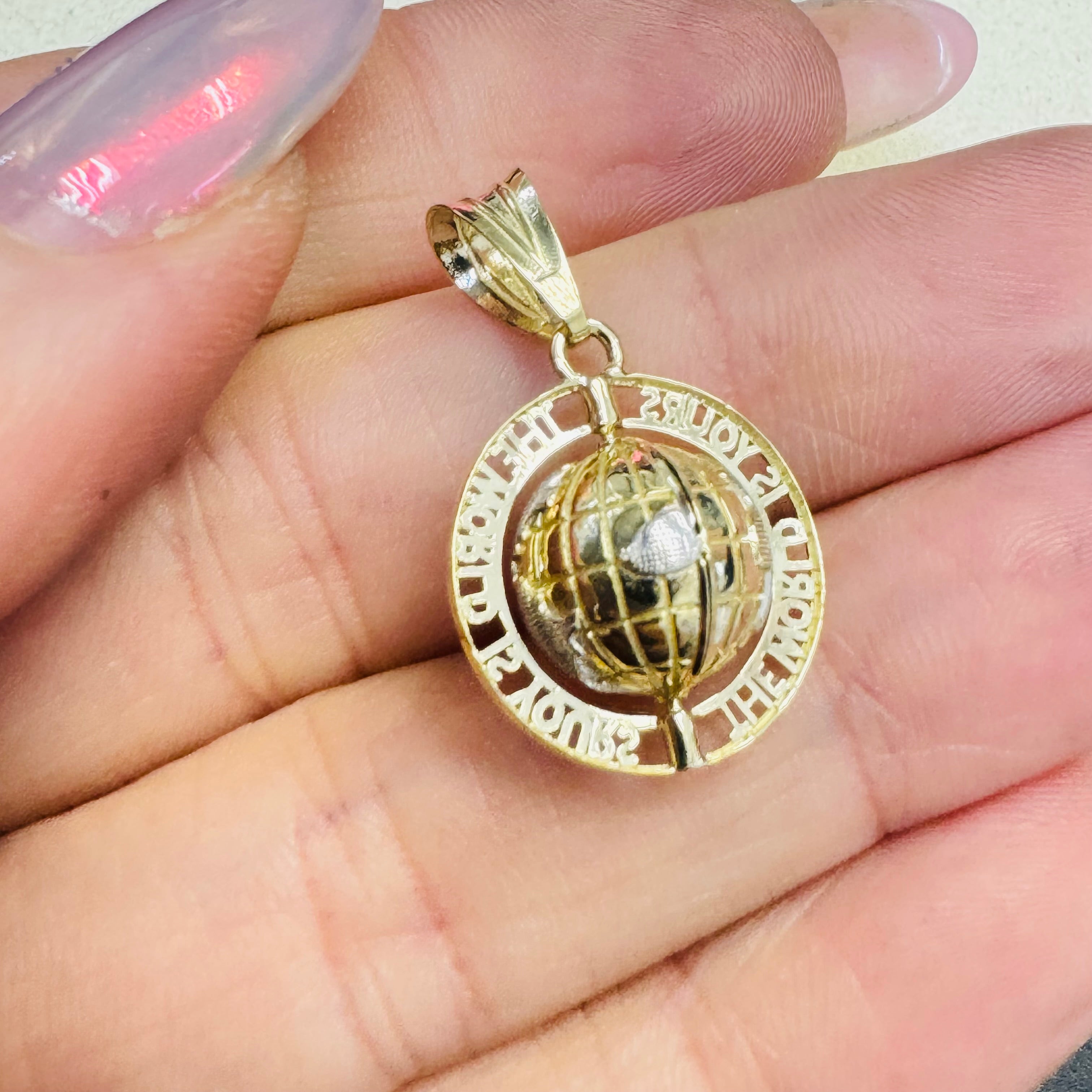 The World Is Yours 10K Yellow Gold Spinning Globe Charm