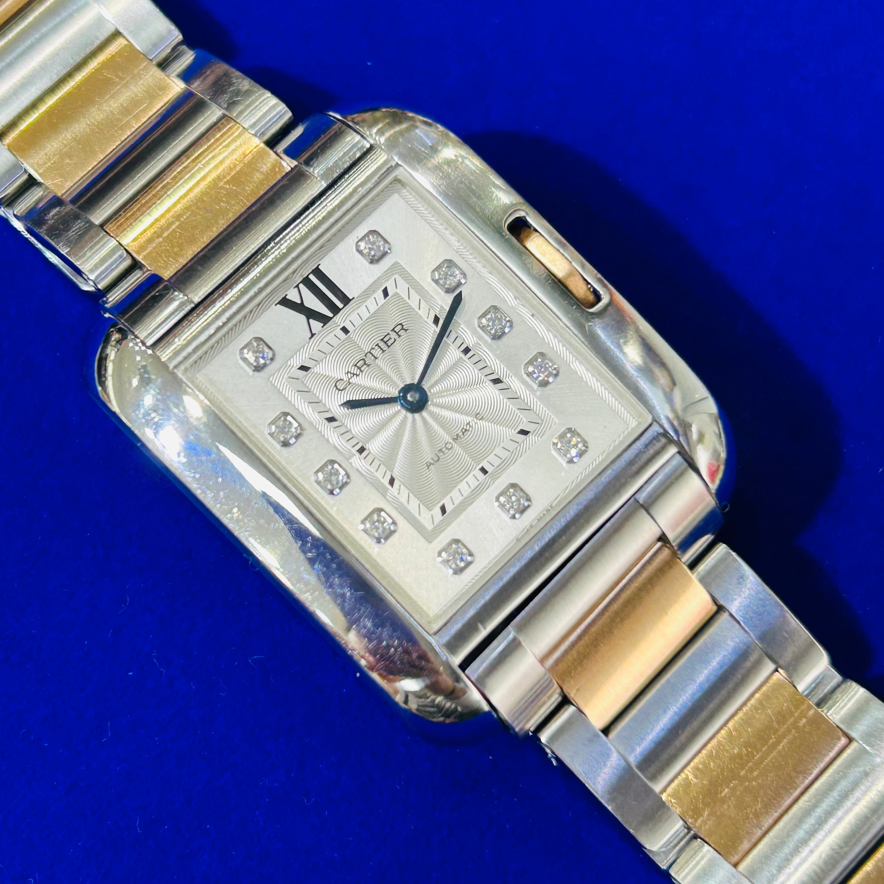 Stainless Steel & 18K Rose Gold Cartier Tank Anglaise Large Watch