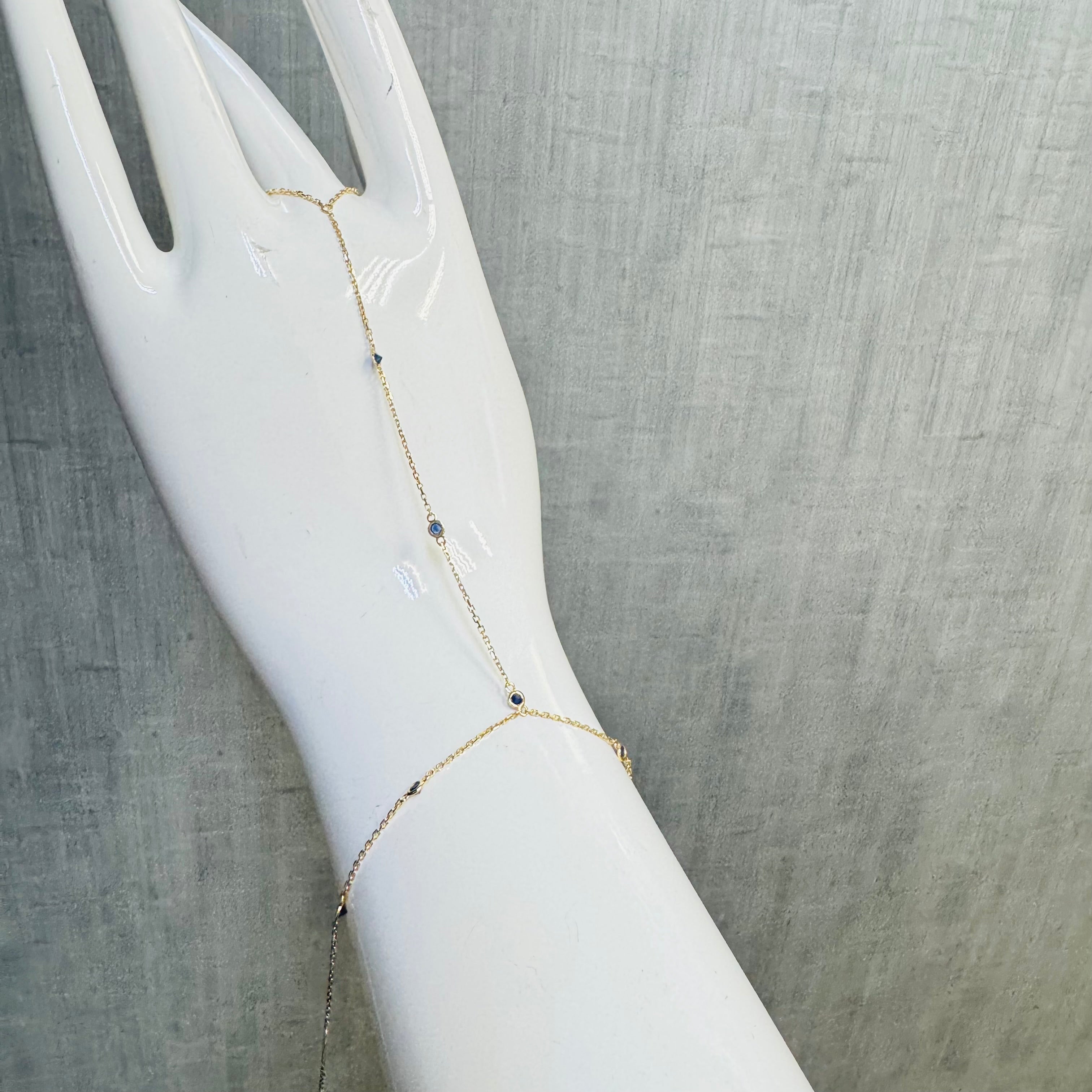 14K Yellow Gold Sapphire Station Handchain
